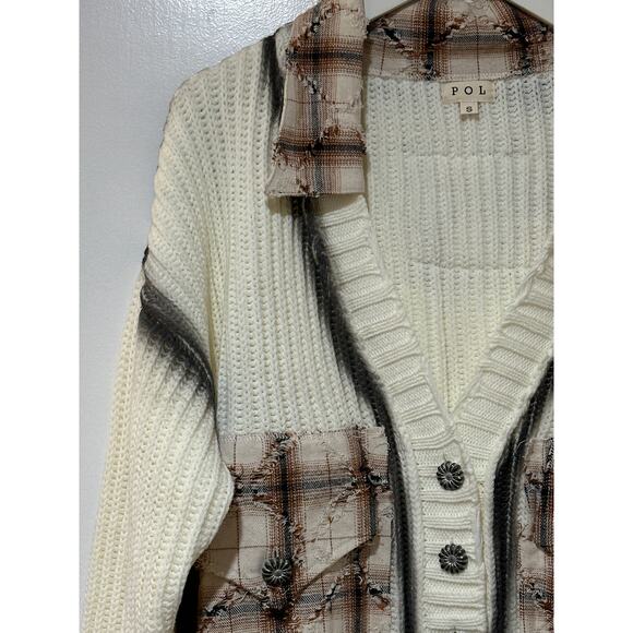 POL White and Gray Plaid Cardigan - Picture 5 of 16